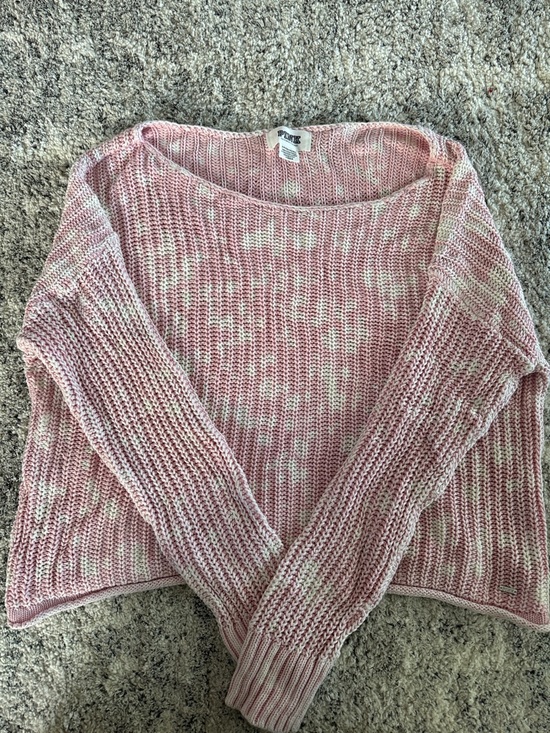 PINK Victoria's Secret Sweaters - PINK Victoria's Secret Pink & Cream Marled Scoop-Neck Sweater